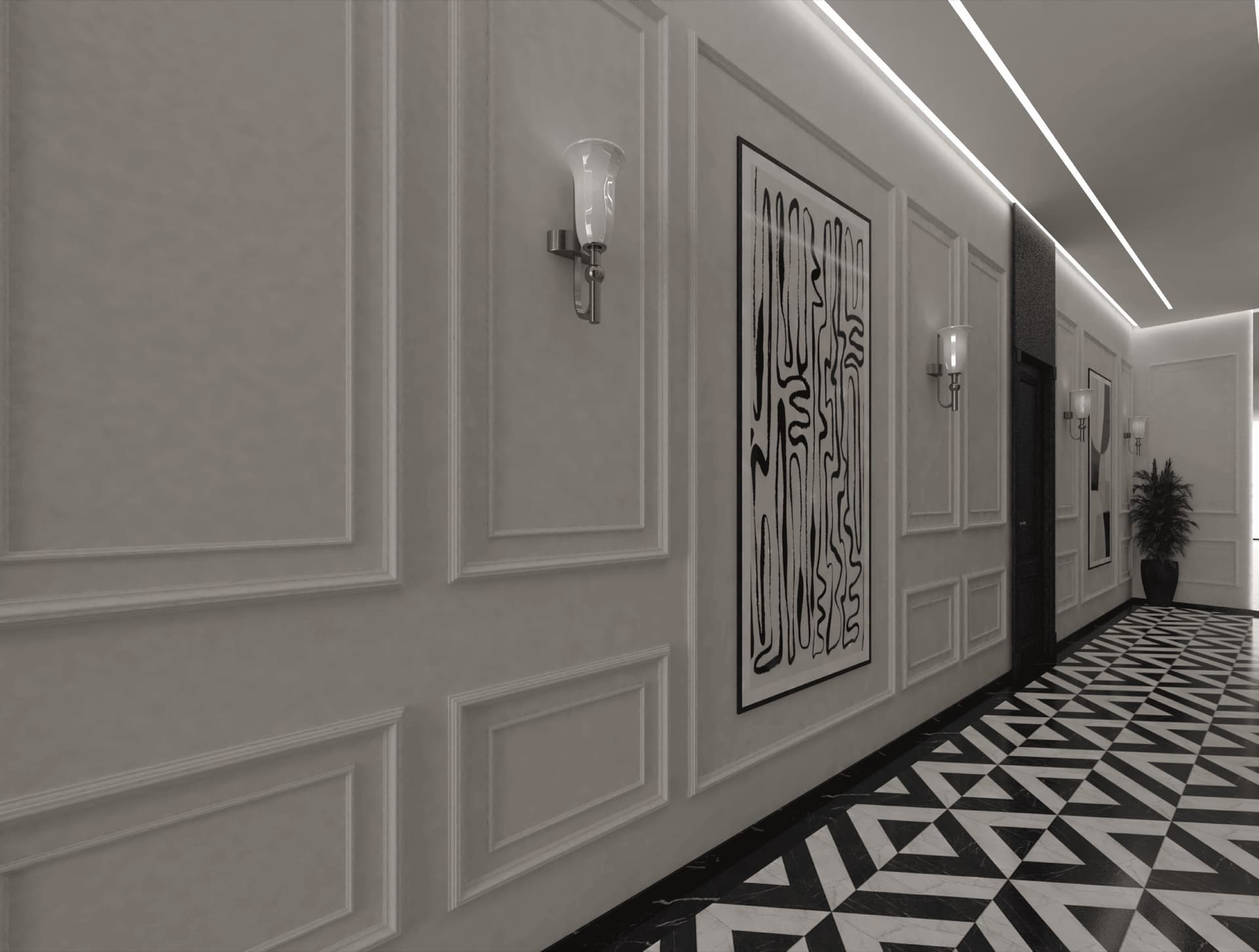 Hall d'entrée luxueux avec marbre