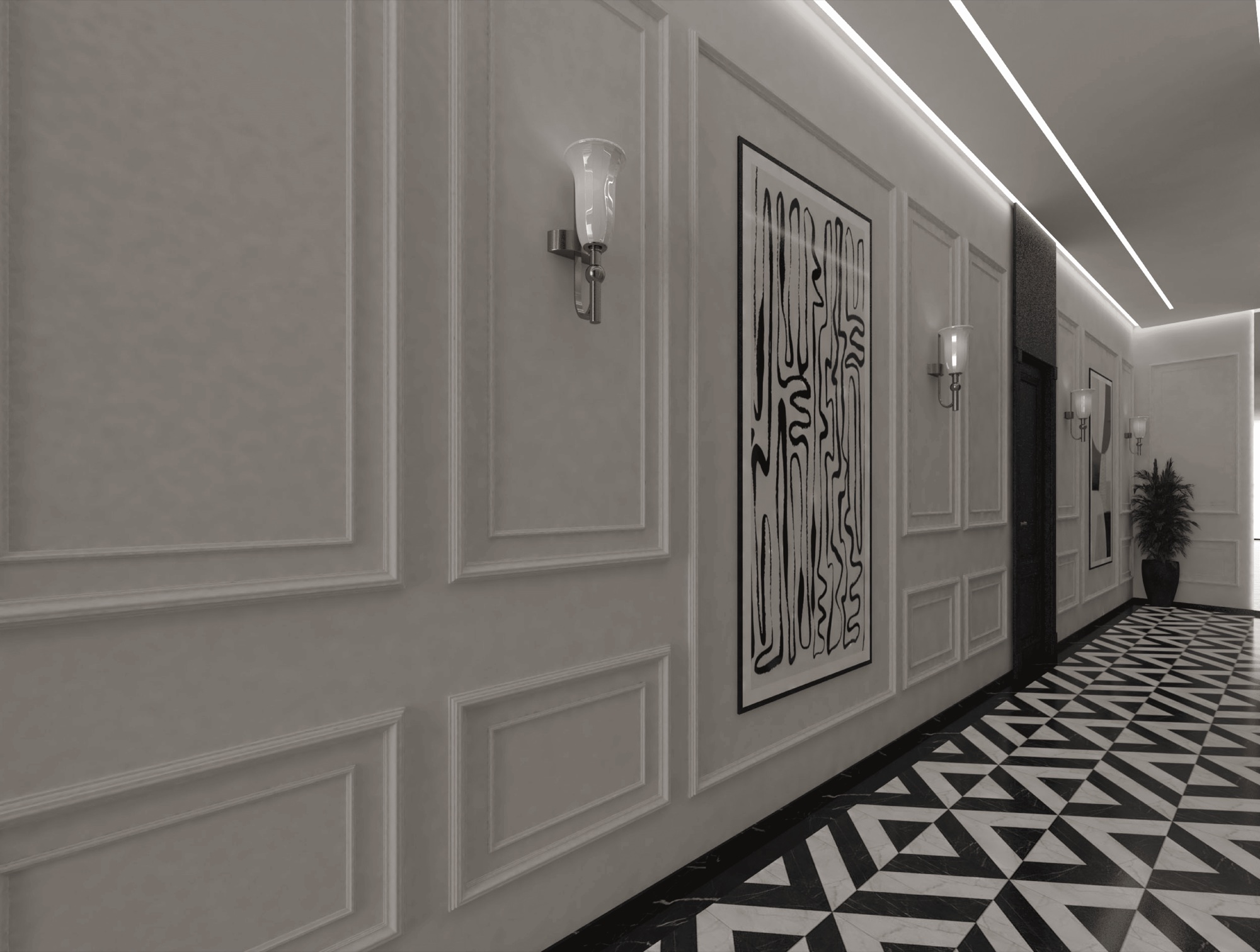 Hall d'entrée luxueux avec marbre